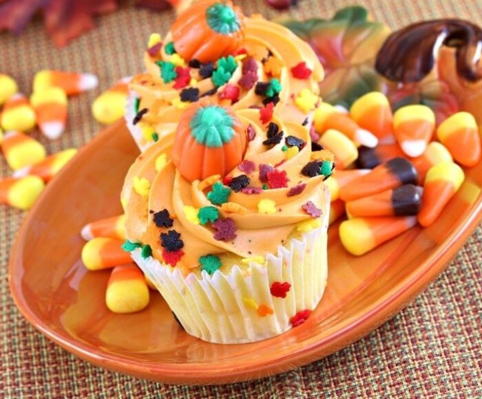 Festive Halloween Cupcakes With Candy Corns