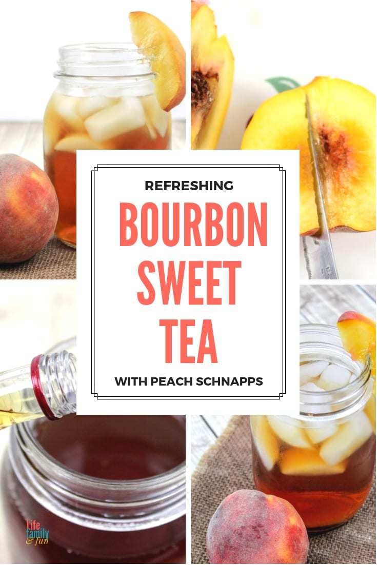 bourbon Sweet Tea made with peach schnapps