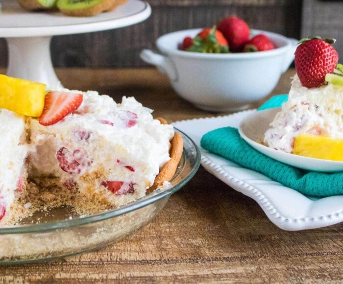Tropical Cream Pie with Strawberries and Pineapple, No Bake Tropical Pie