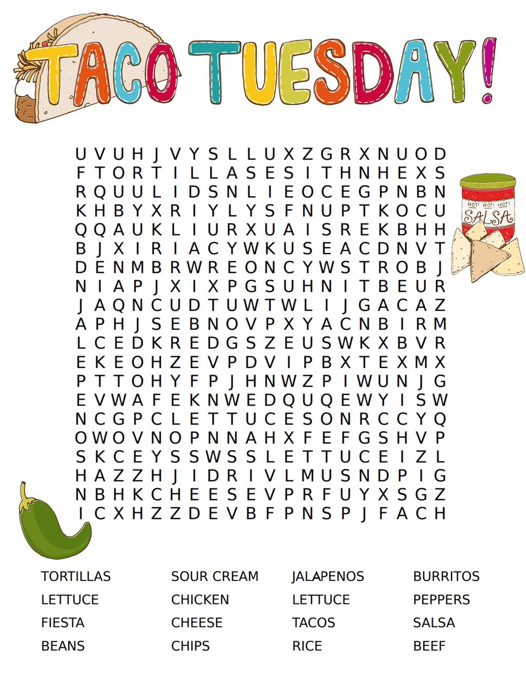 Taco Tuesday Crossword Puzzle