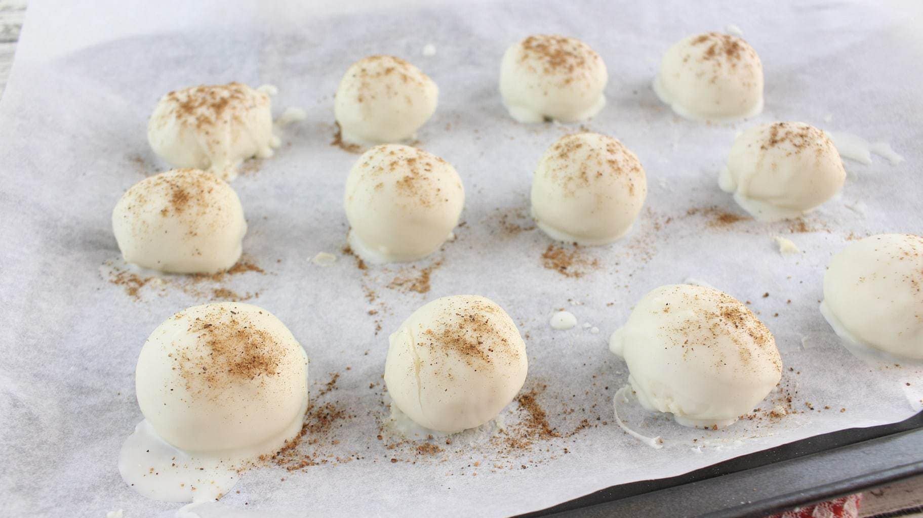 white chocolate truffles with eggnog