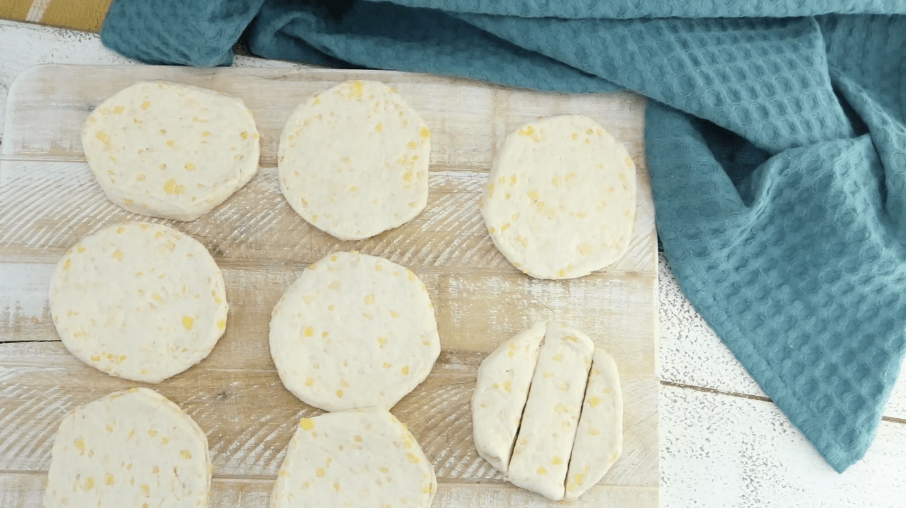 using canned biscuits on cutting board