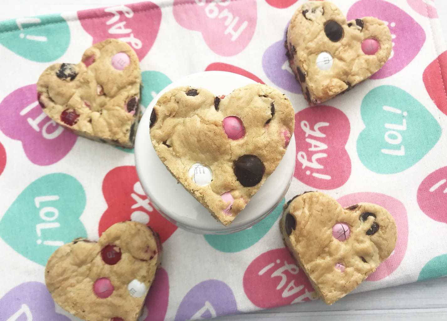 Chocolate Chip Heart Cookie Bars