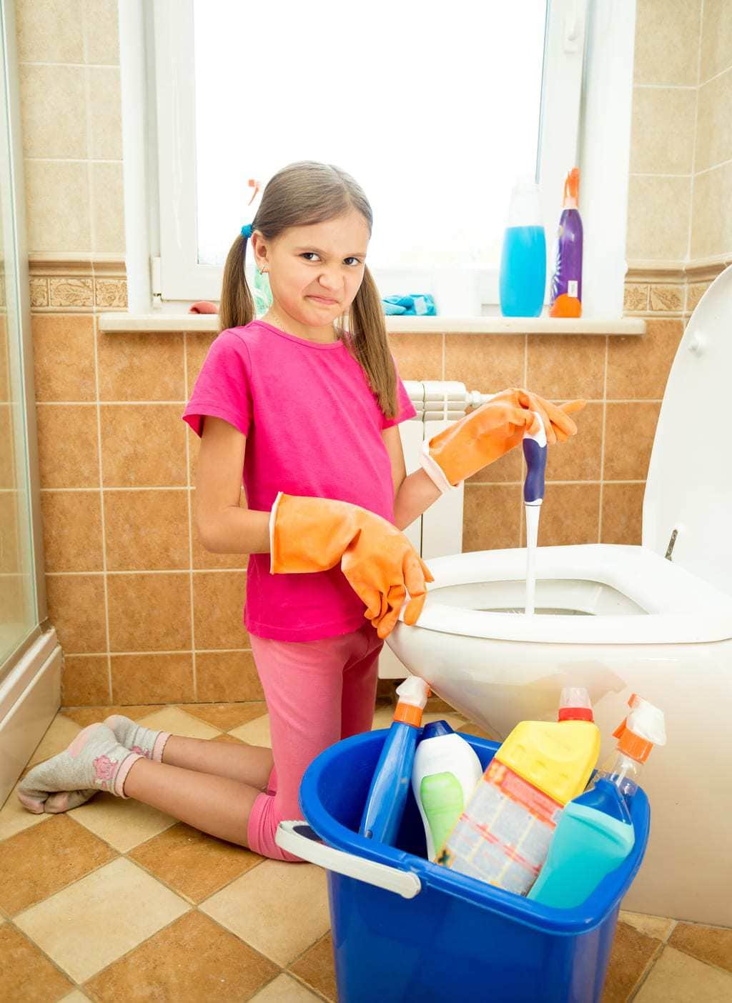 clean bathroom with kids