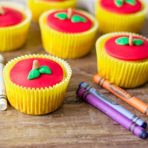 Back To School Cupcakes shaped as Apples