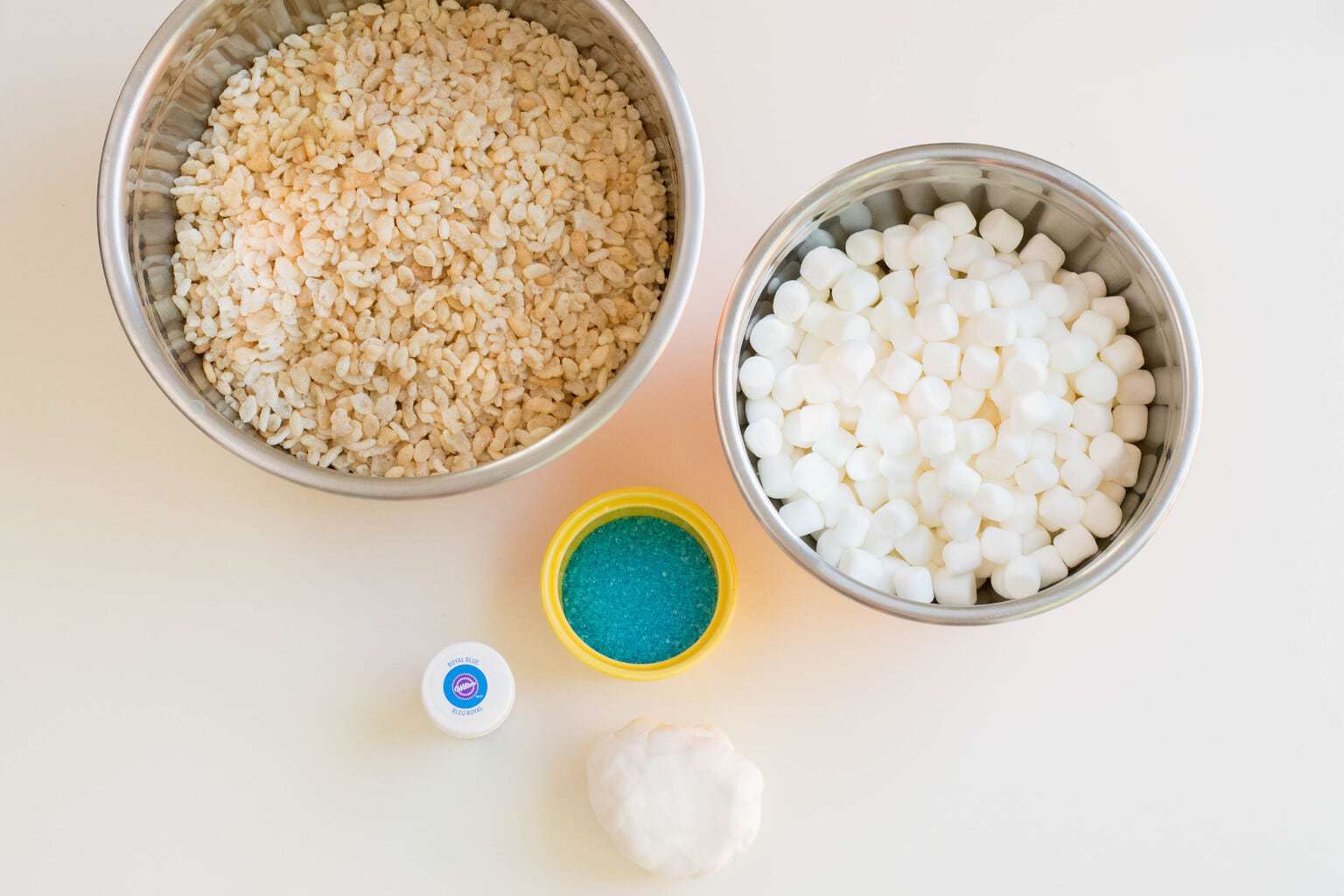ingredients needed for Elsa Inspired Rice Krispie Treats