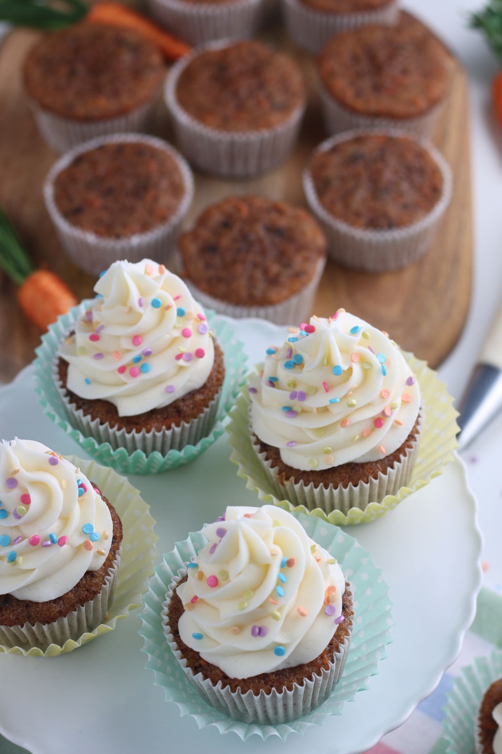 Carrot Cake Cupcakes and homemade frosting