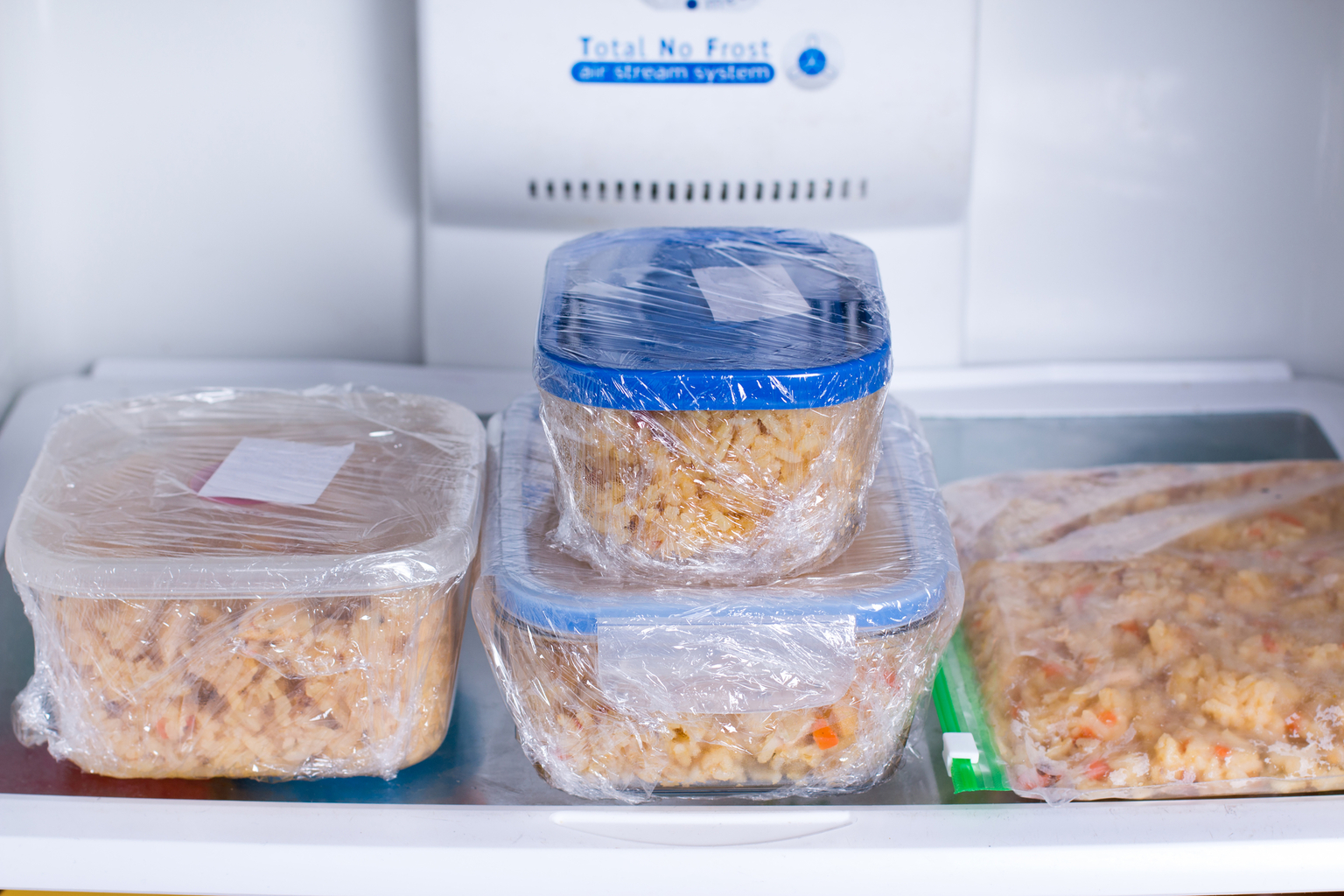 Meal prep in containers in the refrigerator
