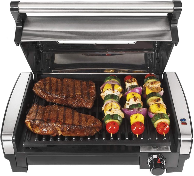 Hamilton Beach Electric Indoor Searing Grill with Viewing Window and Removable Easy-to-Clean Nonstick Plate