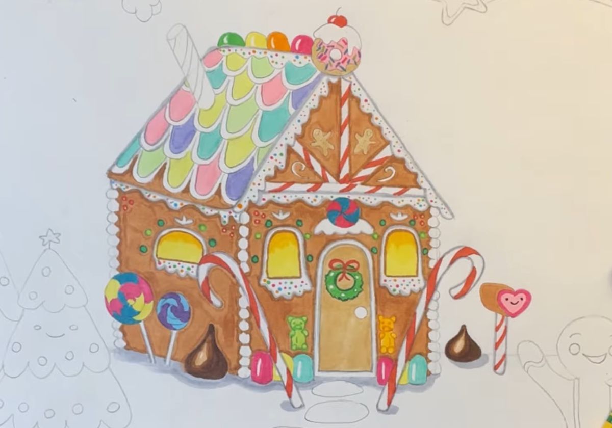 A Cartoon Gingerbread House Drawing Tutorial