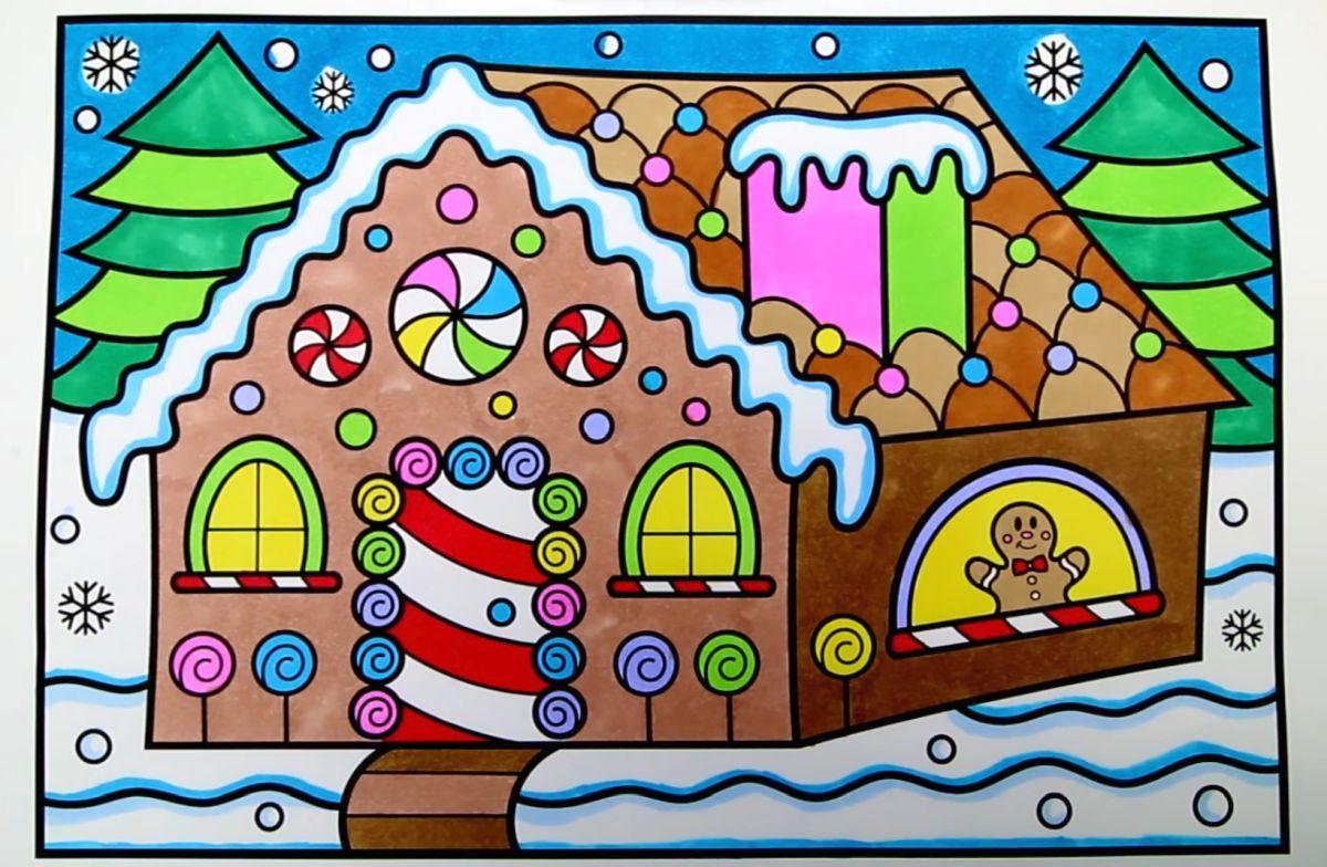 A Colorful Gingerbread House Drawing Tutorial