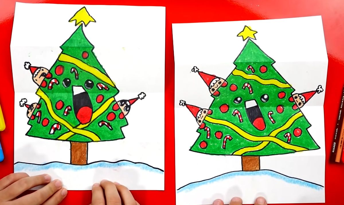 A Folding Christmas Tree Drawing Tutorial