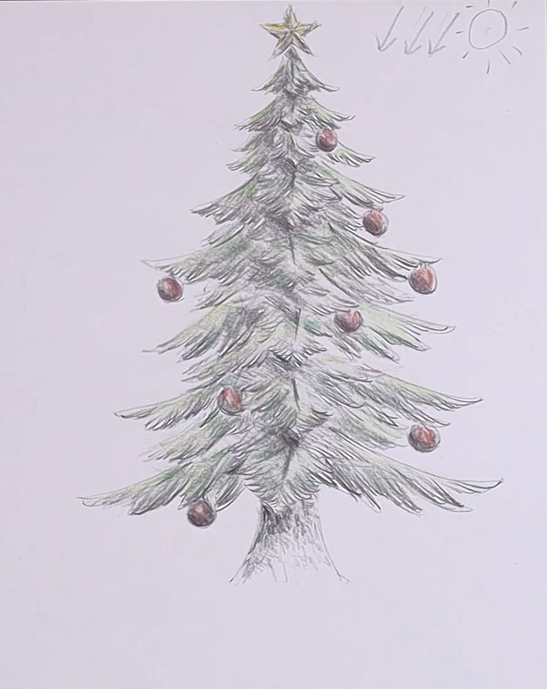 A Realistic Christmas Tree Drawing Tutorial