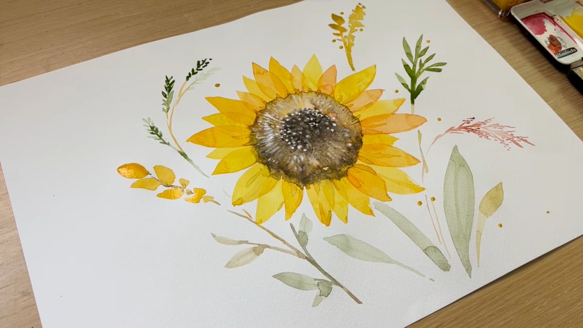 A Watercolor Sunflower Drawing Tutorial