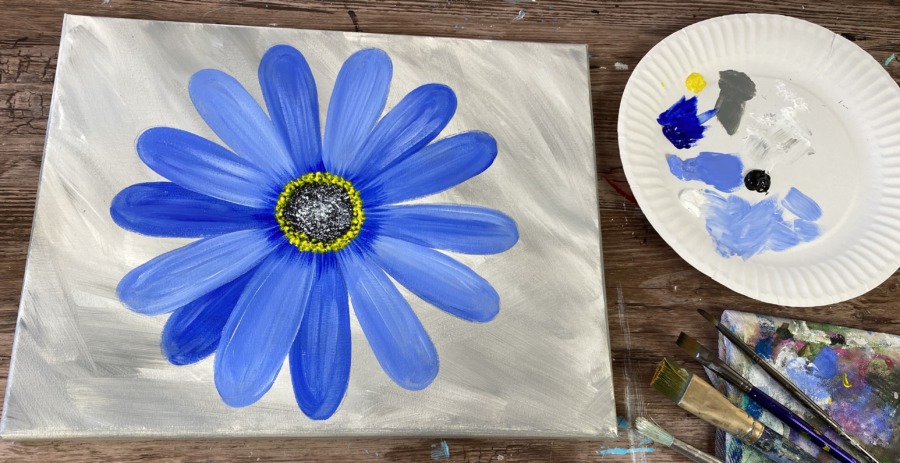 Acrylic Blue Daisy