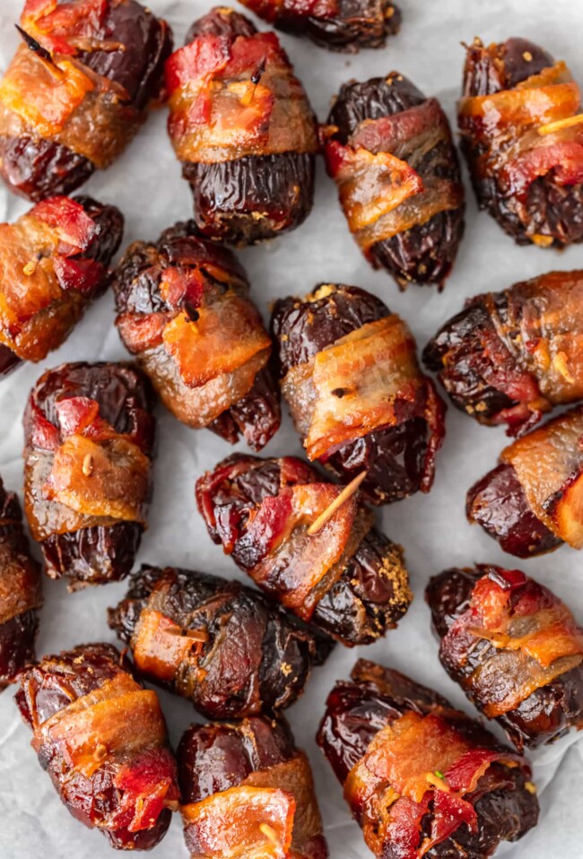 Bacon Wrapped Dates with Goat Cheese and Pecans