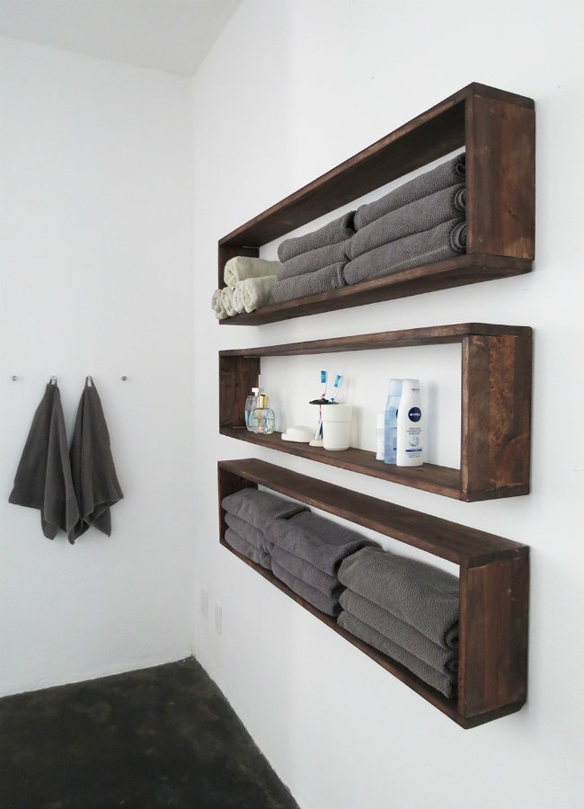 Box Shelves for the Bathroom