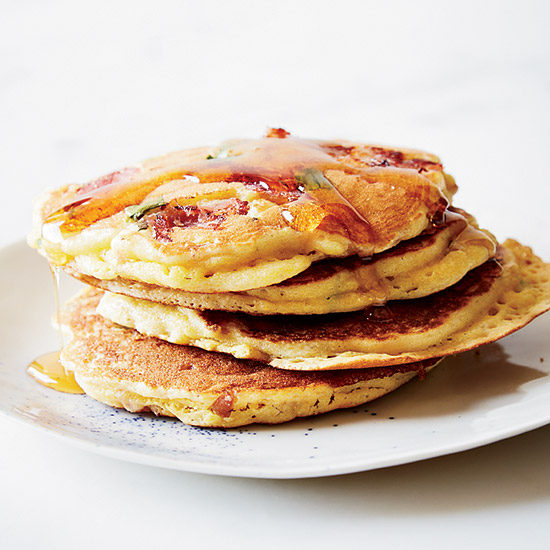 Country Ham Flapjacks with Maple Syrup