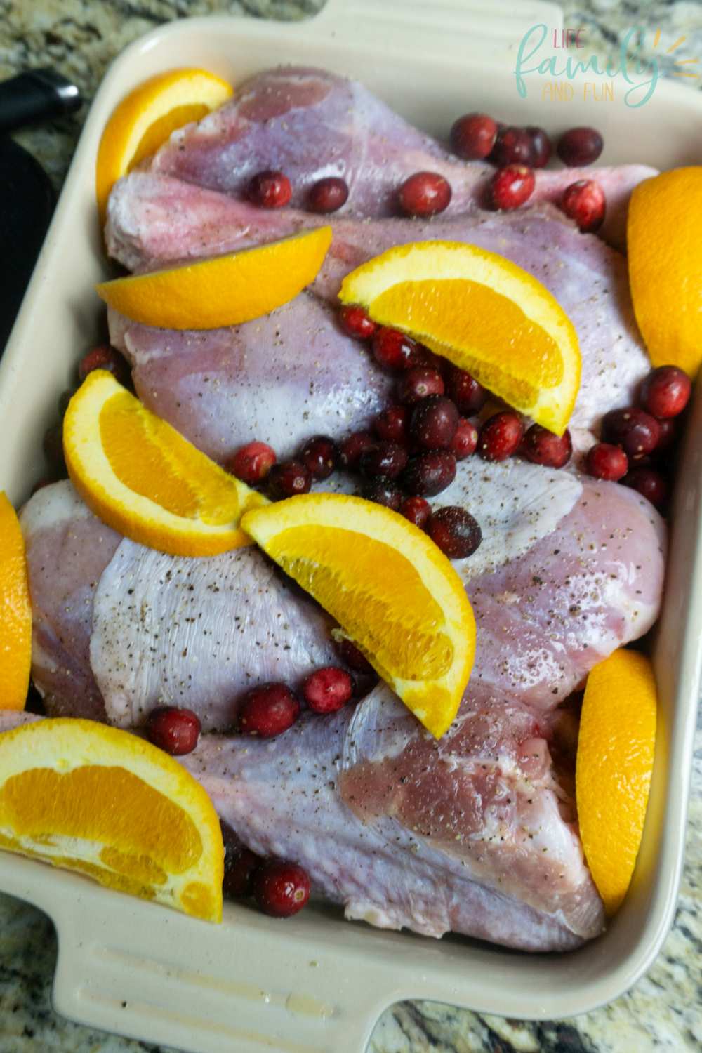 Cranberry Orange Roasted Turkey Legs - add to bake