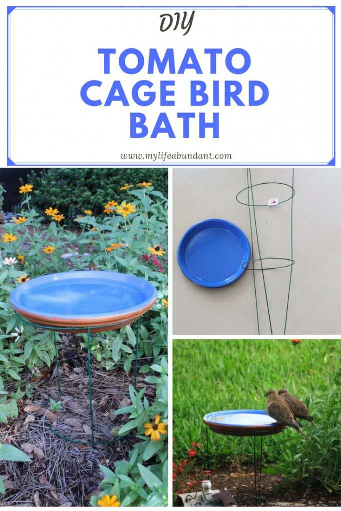 DIY Tomato Cage Birdbath