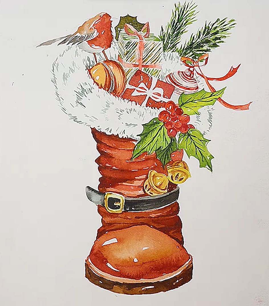 Drawing a Christmas Boot Tutorial