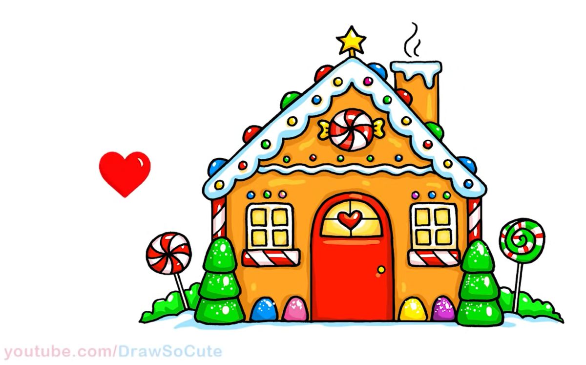 Drawing a Cute Gingerbread House Tutorial