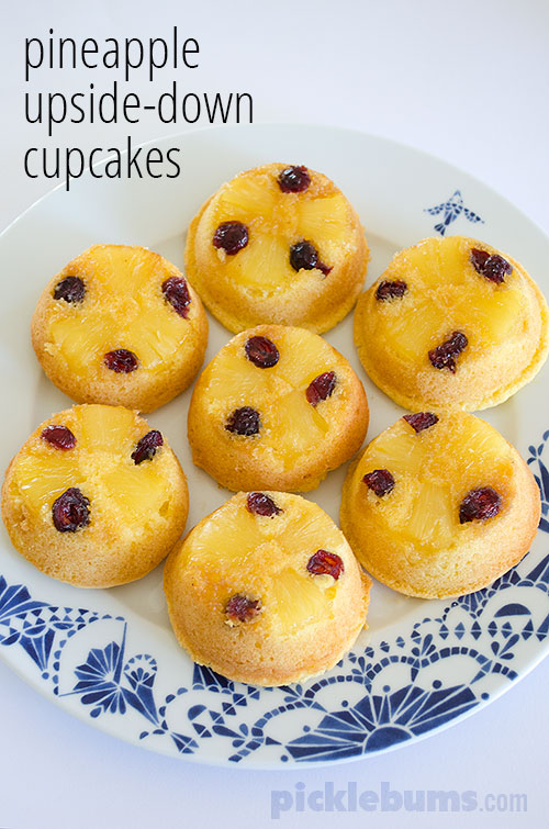 Dried Cranberry Pineapple Upside-Down Cupcakes
