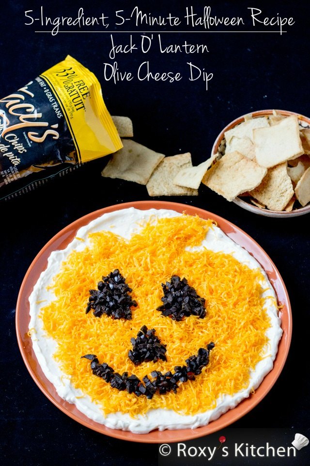 Easy Halloween Recipe – Jack O’ Lantern Olive Cheese Dip