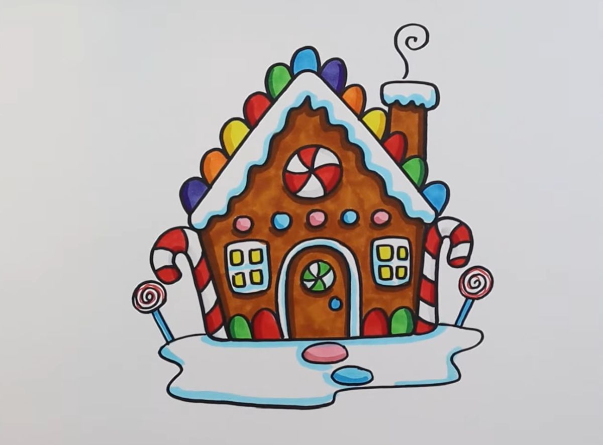 Gingerbread House Drawing Tutorial