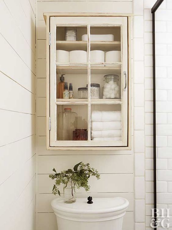 Glass Cabinet Bathroom Shelf