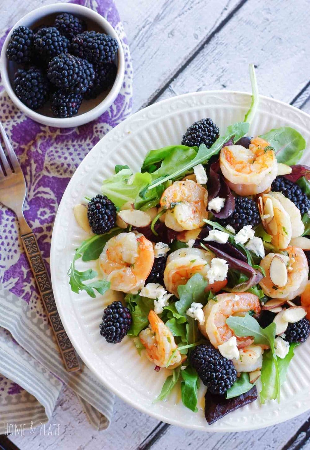 Grilled Shrimp Salad with Blackberries