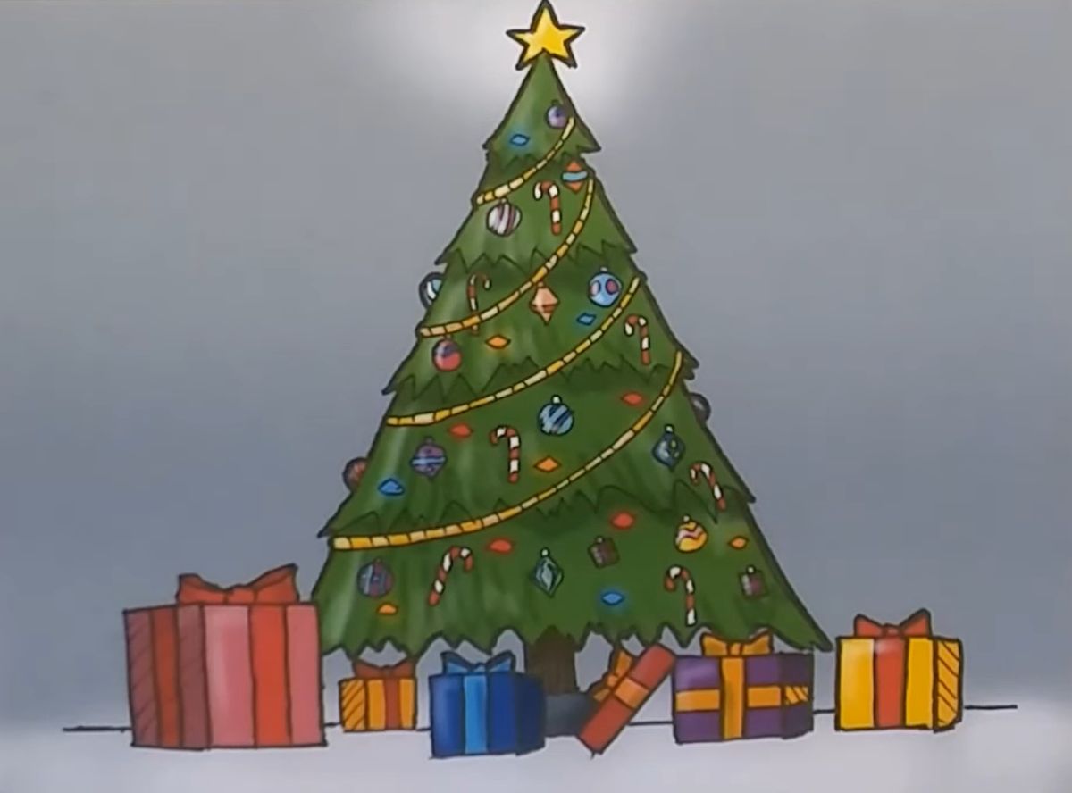 How To Draw A Christmas Tree With Presents