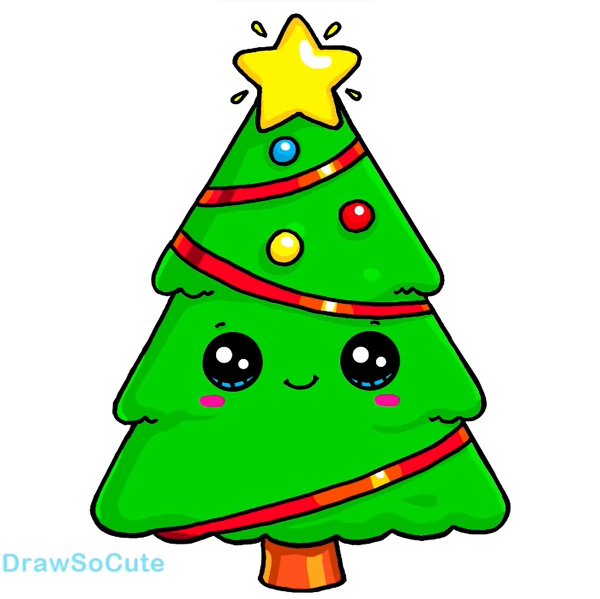 How To Draw A Cute Christmas Tree