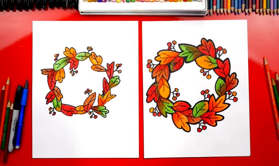 How To Draw A Fall Wreath