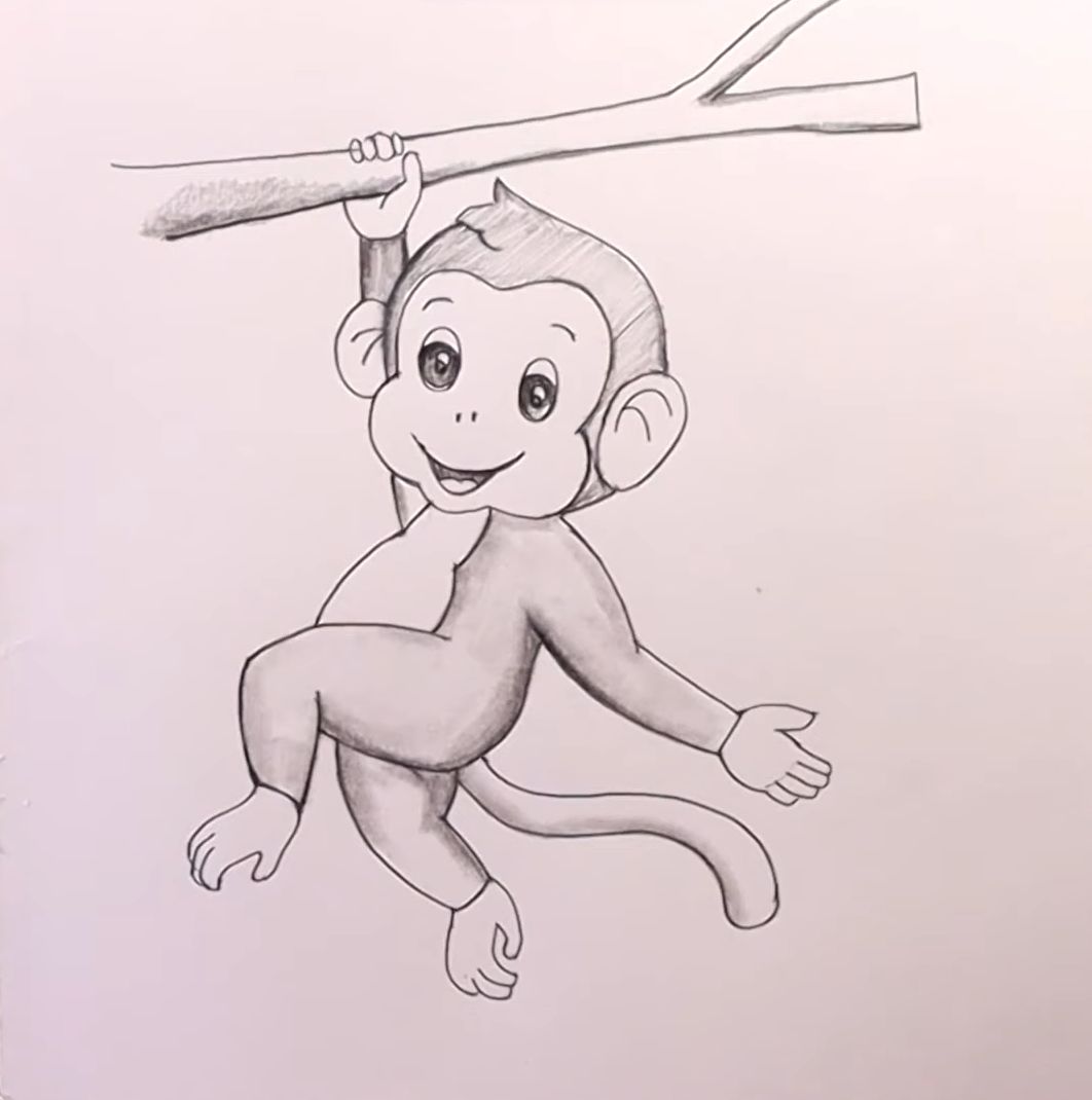 How To Draw A Monkey In A Tree