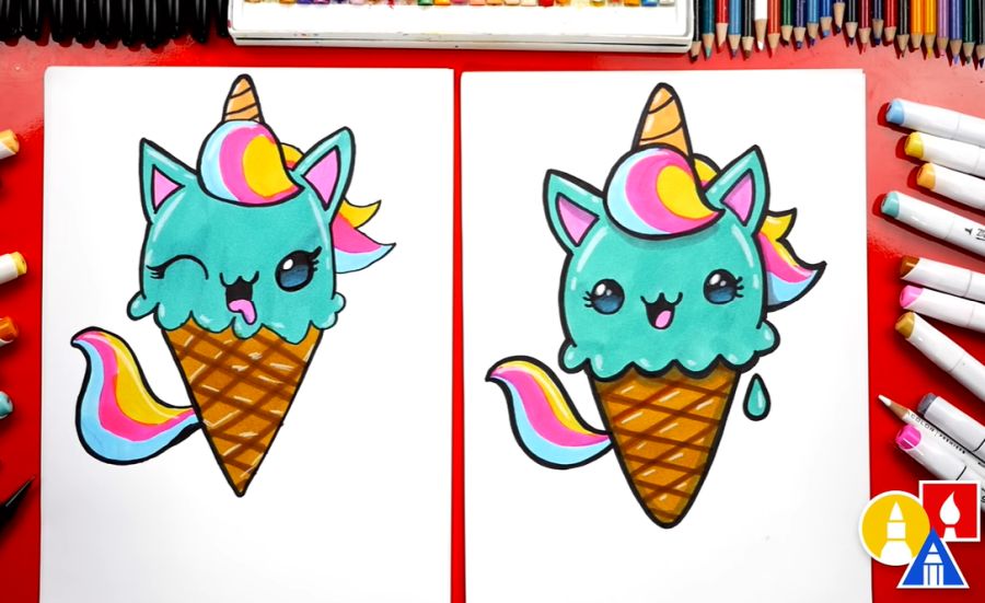How To Draw A Unicorn Ice Cream Cone