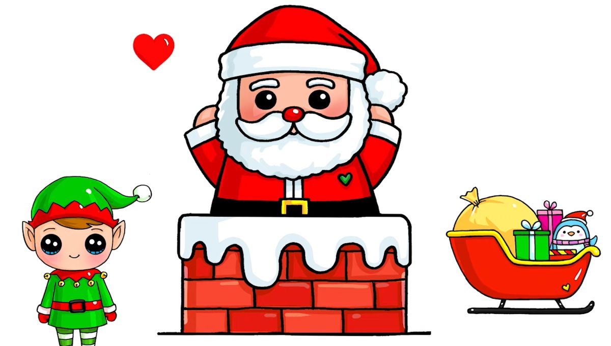 How to Draw Santa Claus in a Chimney