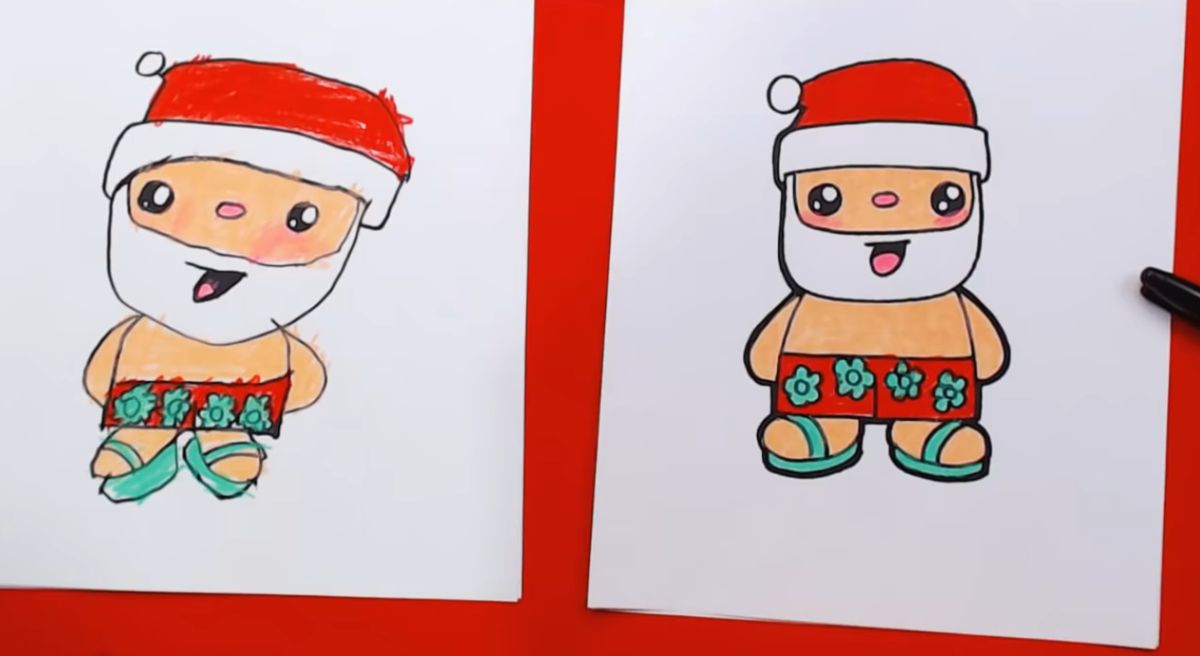 How to Draw Summer Santa Claus