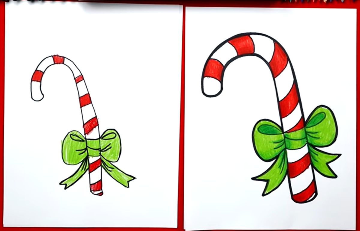 How to Draw a Candy Cane Ornaments