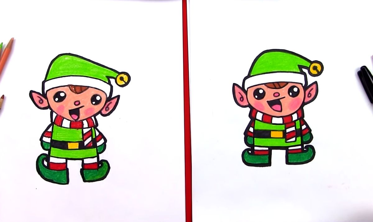 How to Draw a Cartoon Christmas Elf