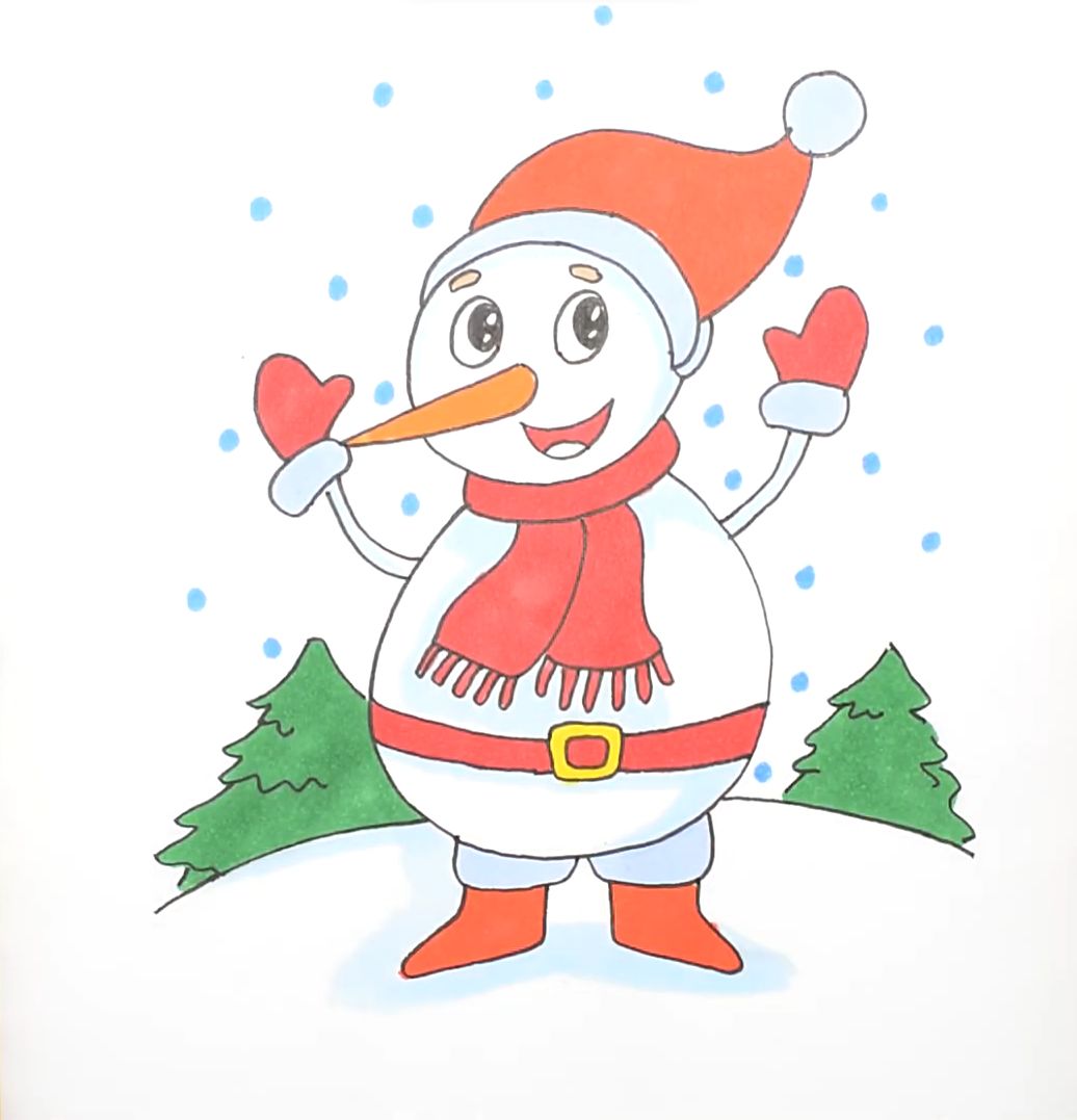 How to Draw a Cartoon Snowman