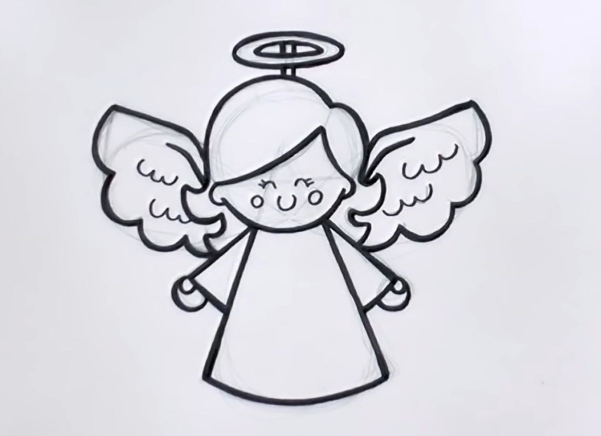 How to Draw a Christmas Angel Ornament