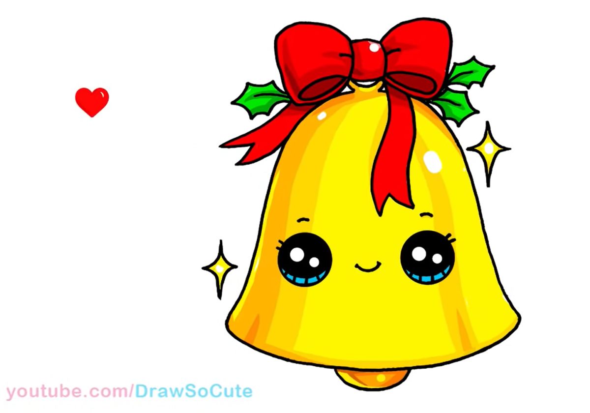 How to Draw a Christmas Bell Ornament