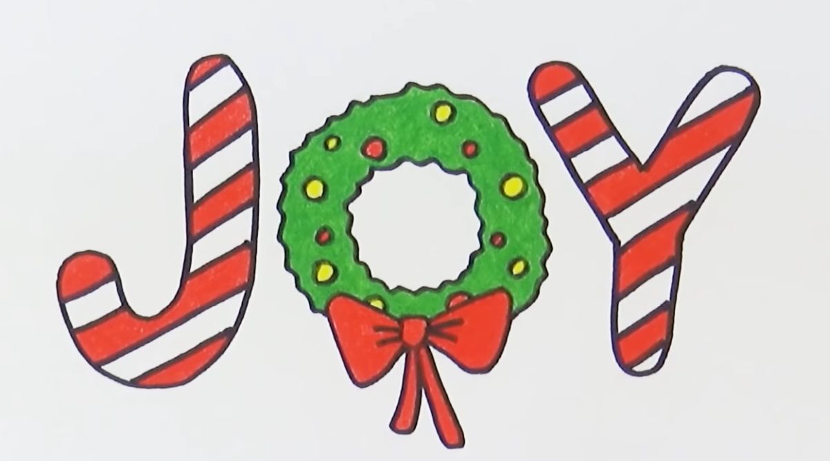 How to Draw a Christmas Wreath to Spell JOY