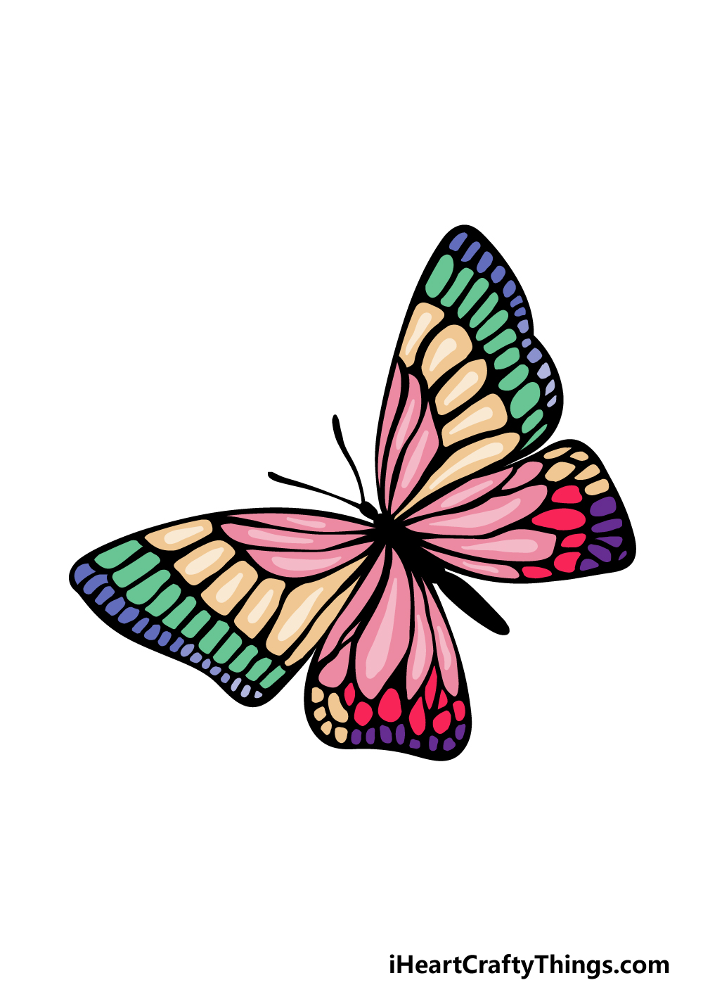 How to Draw a Colorful Butterfly