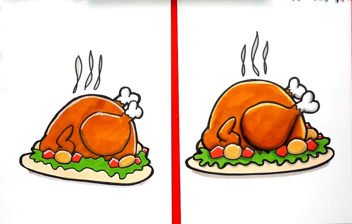 How to Draw a Cooked Turkey