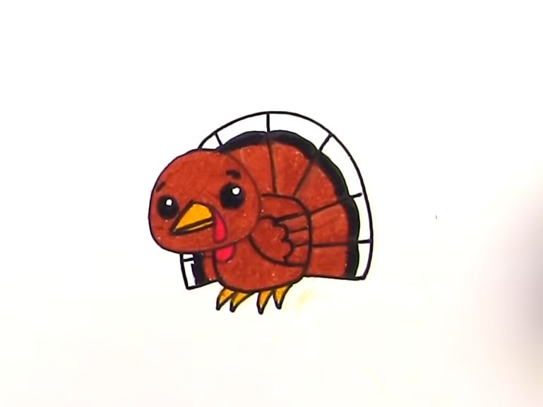How to Draw a Cute Cartoon Turkey