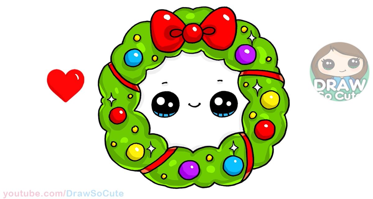 How to Draw a Cute Christmas Wreath