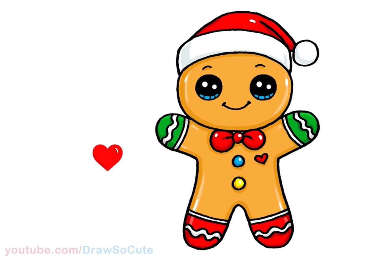 How to Draw a Cute Gingerbread Man