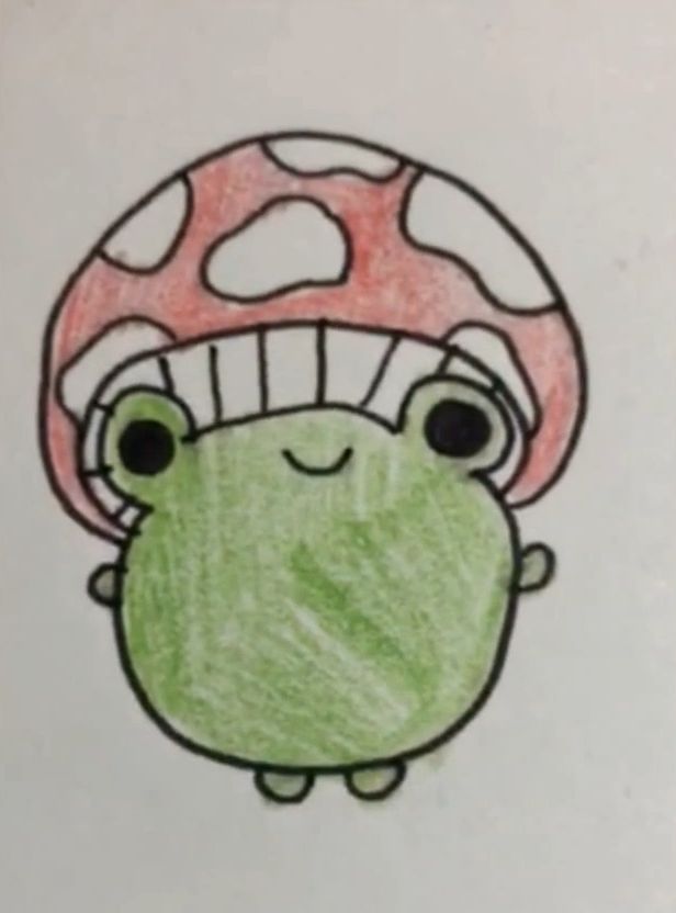 How to Draw a Frog with a Mushroom Hat